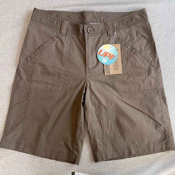 Columbia Pants - Columbia Cape Pleasant Omni-Shade Stretch Shorts Women 8 Brown Hiking UPF 15 NWT